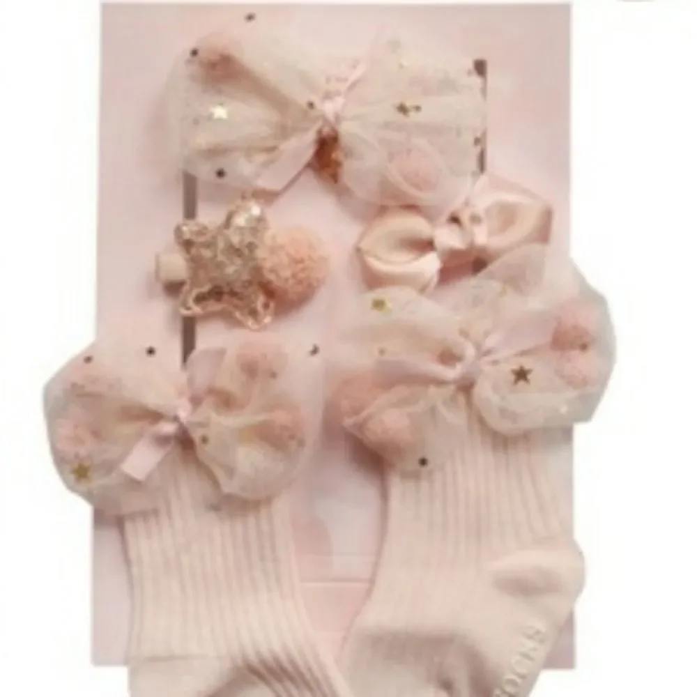 NIB Chicbaby Pink & Gold Hair Accessories & Socks